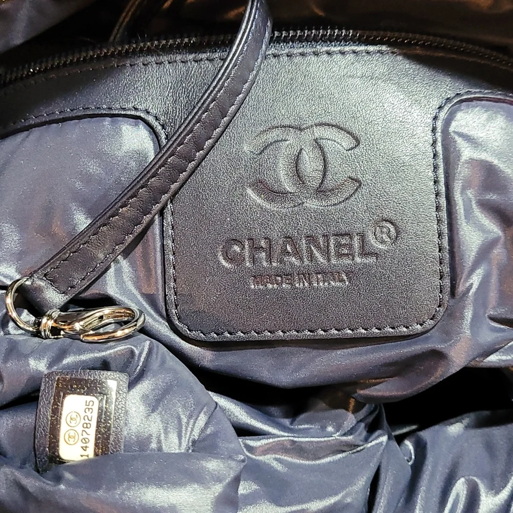 CHANEL Quilted Puffer Tote Bag in dark grey